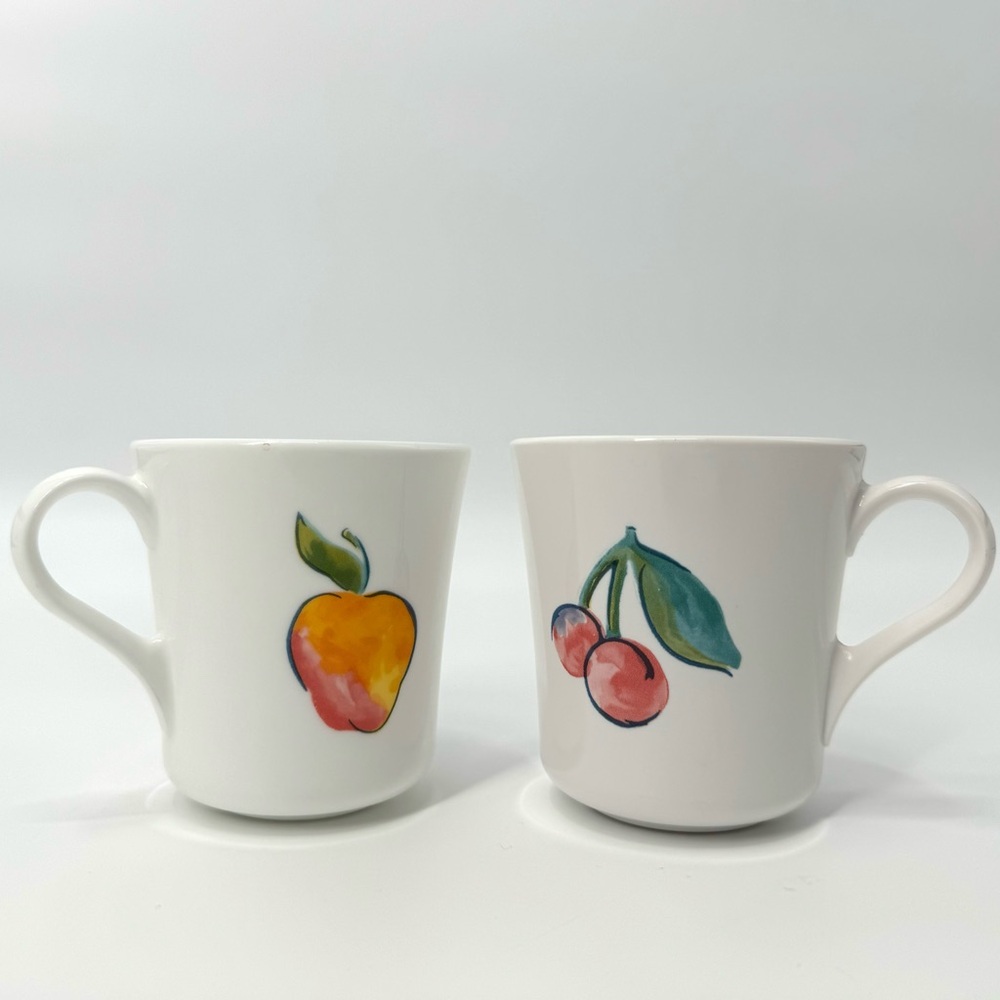 Vintage Set-of-2 Corningware Cherry/Apple Coffee/Tea Cups